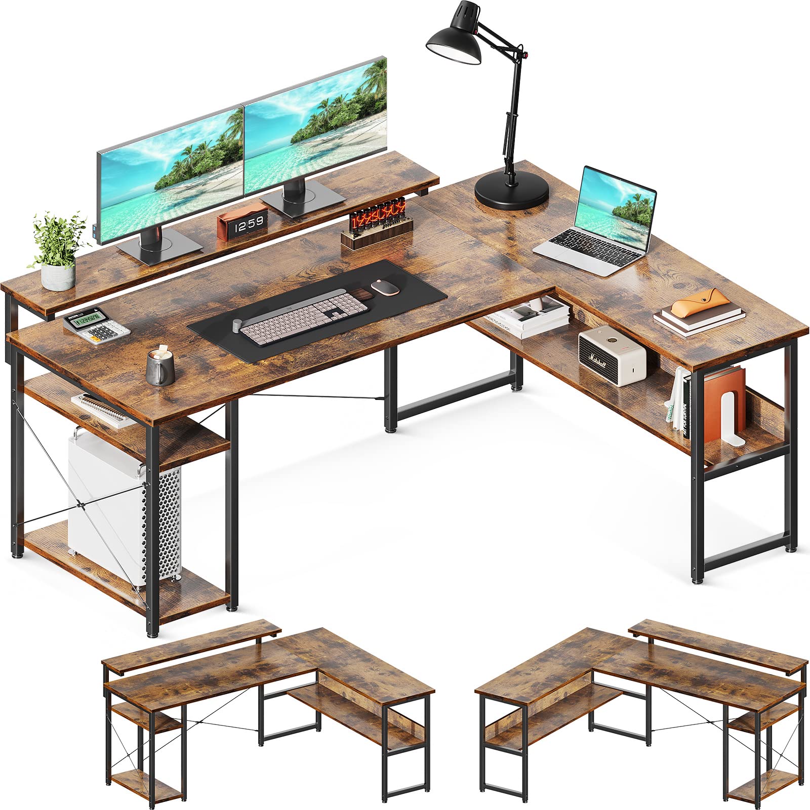 Buy ODK L Shaped Computer Desk, 61" Reversible L Shaped Desk, Corner
