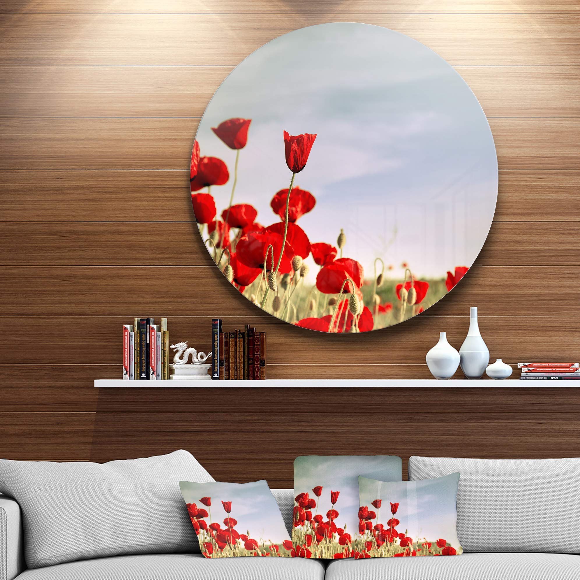 MuchoWow Acrylglasbild Rote Mohnblumen Bei Sonnenaufgang, Inkl