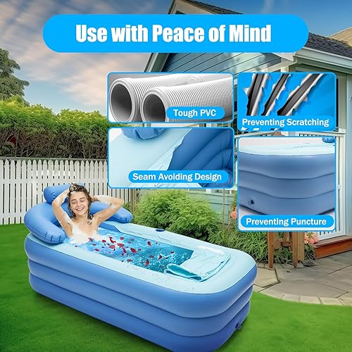 Miniatura 3 de Bañera plegable portátil para interiores y exteriores, aire rápido, inflable, bañera de PVC, ducha caliente para adultos