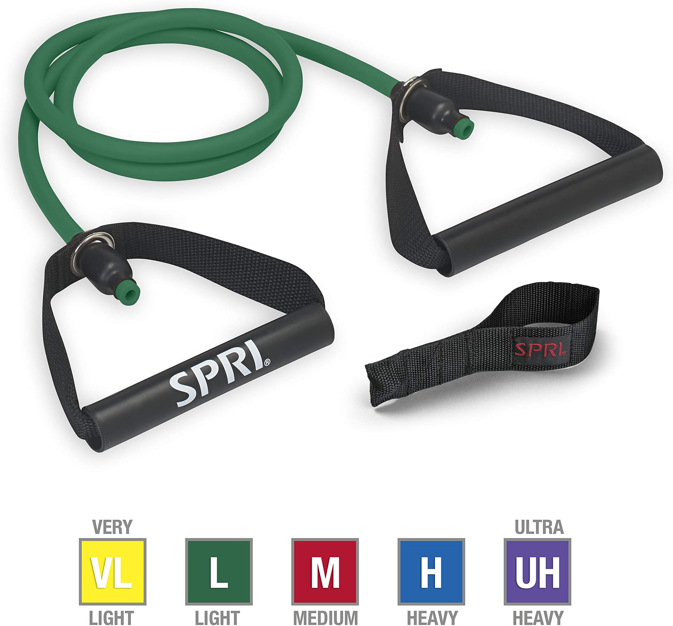SPRI Xertube Resistance Bands Exercise Cords with Handles Attached (All Exercise Bands Sold Separately) - Door Attachment Anchor Option Available