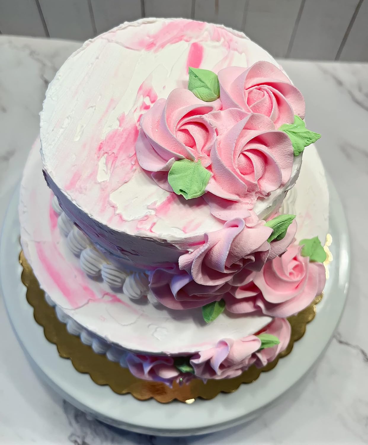 Fake Wedding Cake 2 Tier Cake-Pink & White- Handmade by Dezicakes- Fake Cake -Artificial Cake