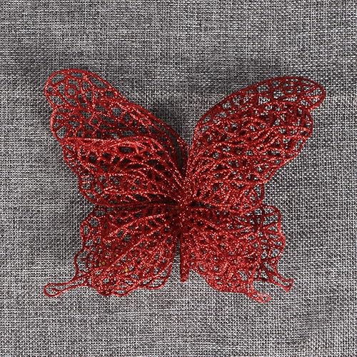 Happyyami Adornos Navideños 6PCS Christmas Butterfly Artificial Decorations for Wedding Party Christmas Tree Birthday Indoor and Outdoor Décor