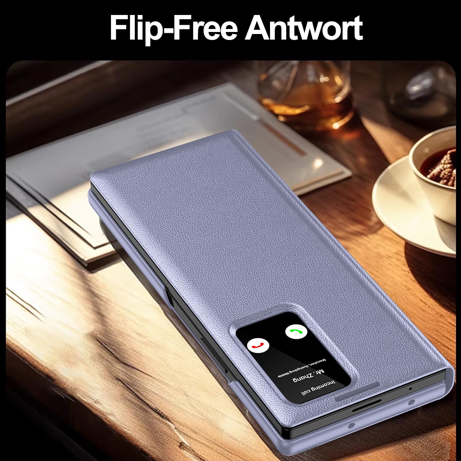 Étui de protection pour Samsung Z Fold 7 Smart View - Pour Samsung Galaxy Z Fold 7 - Clear View - Rabat miroir - Compartiment pour cartes - Fenêtre de visualisation - Étui Galaxy Fold 7 Smart