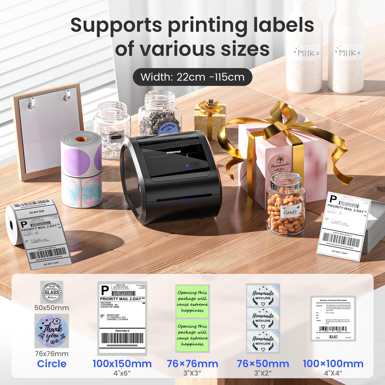 Phomemo Bluetooth Shipping Label Printer, D520BT Thermal Label