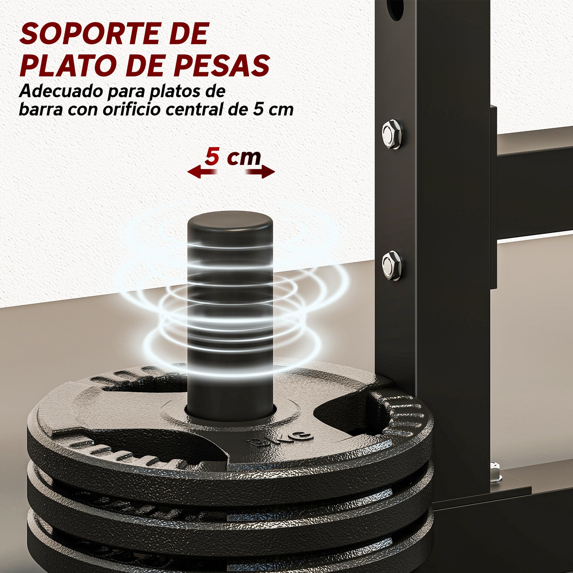 SPORTNOW Soporte para Pesas Sentadillas Ajustable, Topes Seguridad | Soporte Barra Pesas, Rack de Press de Banca, Musculación en Casa Gimnasio, Carga 300 kg, Altura Regulable 48-135/45-85 cm