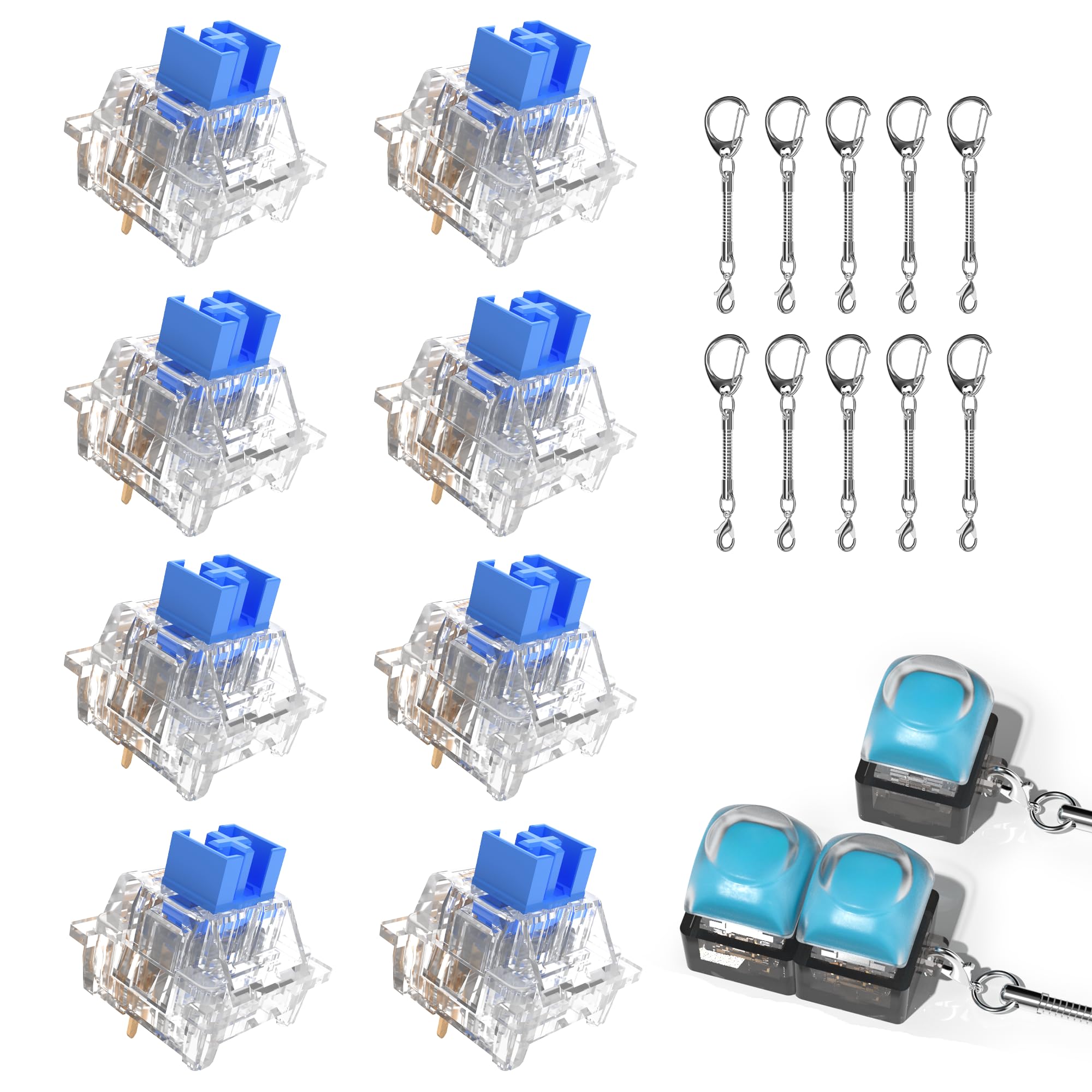 Outemu 500 Pcs Keyboard Clickers for 3D Prints,Crystal Blue Keyboard Switch