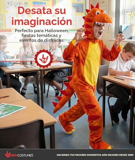 Foto 6 de 7 de Morph Disfraz Dinosaurio Niño, Disfraz T-Rex Halloween Niño, 7-9 años