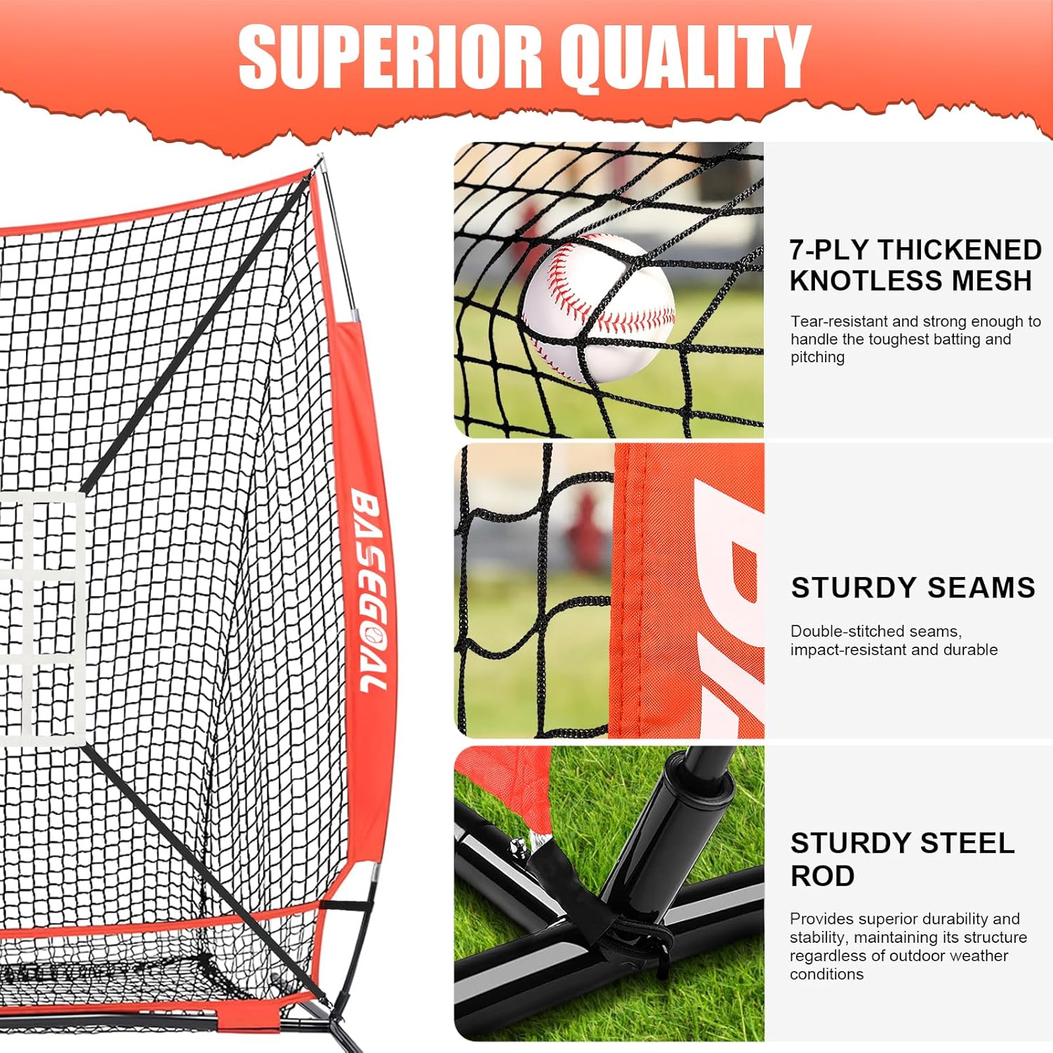 6'×6' Baseball Softball Practice Net,Baseball Backstop,for Hitting Pitching Batting Catching with Bow Frame,Bonus Strike Zone,Target