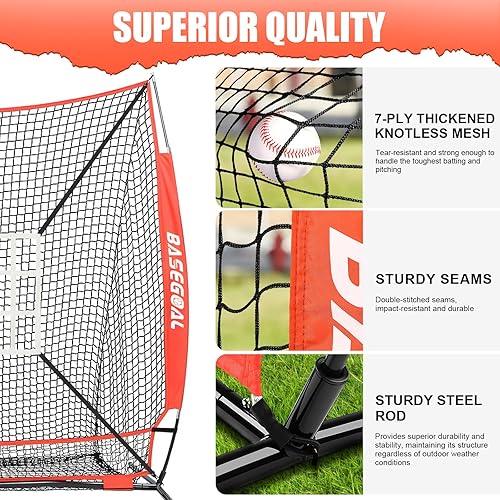 Miniatura 2 de Red de práctica de sóftbol de béisbol de 6 x 6 pies, respaldo de béisbol, para golpear lanzar, batear y atrapar con marco de arco, zona de golpe de