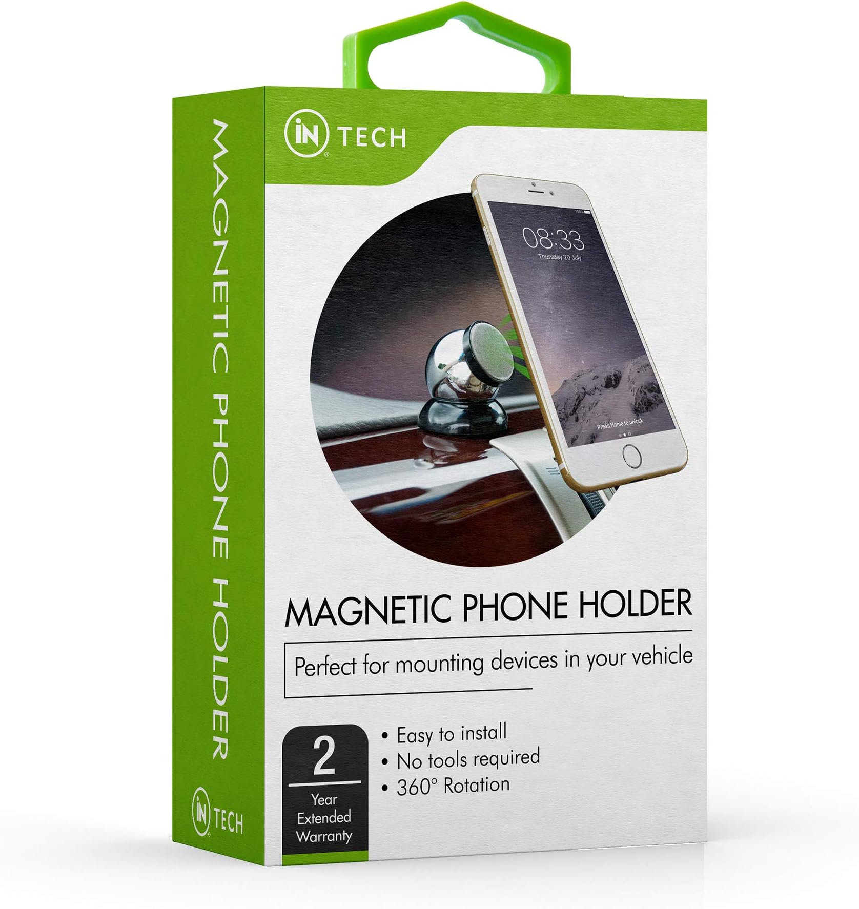 iN TECH Universal Magnetic Phone Mount, Car Cradle, Easy Hands Free Navigation Compatible with Android and Apple Smartphones iPhone 11 Pro, Samsung Galaxy S10, Mini Tablets, and More