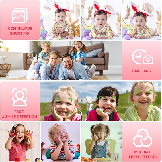 Digital Camera, FHD 1080P 44MP Vlogging Camera with 32GB Card (Pink)