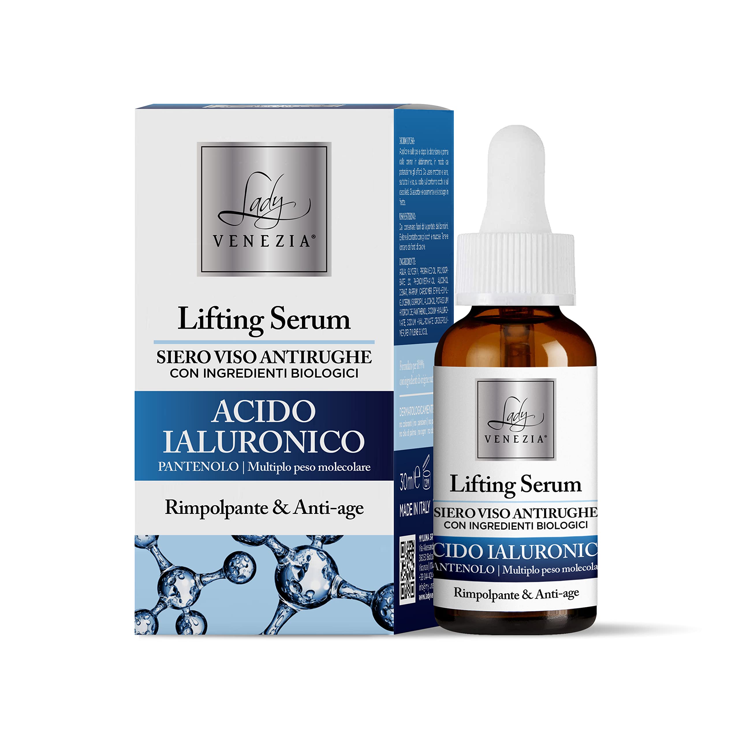 Face Serum Anti-Wrinkle Hyaluronic Acid with Organic Ingredients - 30 ml, transparent, 60 g (Pack of 1)