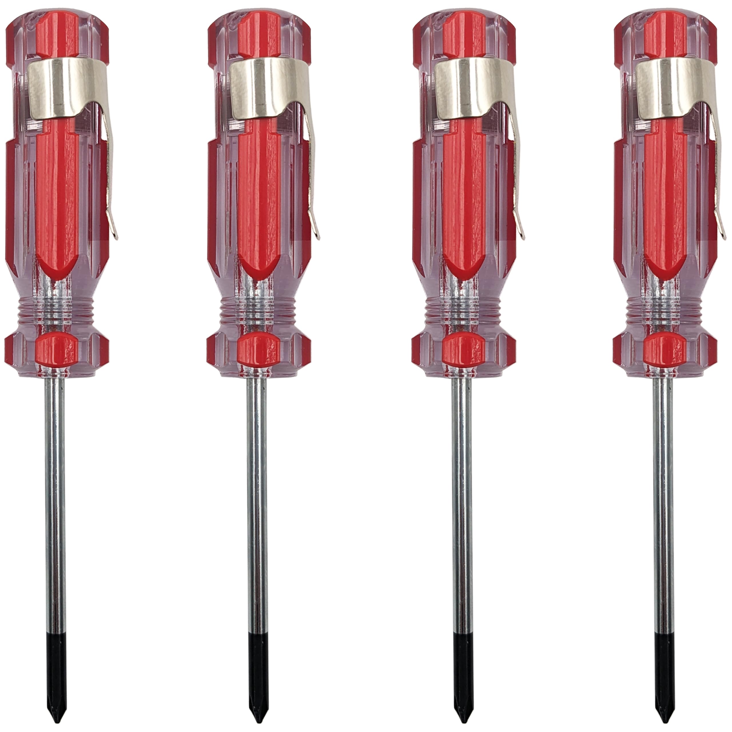 4 Pack of Pocket-Clip Phillips #0 Screwdrivers with Magnetized Tips by EX ELECTRONIX EXPRESS