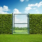Fiqops - Cancello da giardino, 150 x 100 cm, verde, in acciaio zincato, con Maniglia per porta e 3 chiavi, cancello per recinzione, resistente alle intemperie, robusta e durevole - 8