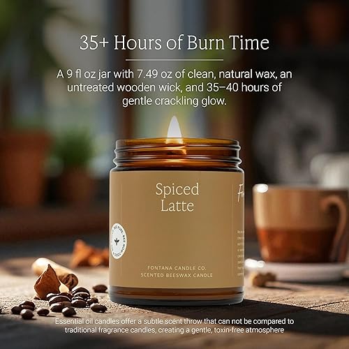 Miniatura 10 de Fontana Candle Co - Vela de vainilla pura, vela ligeramente perfumada, hecha de cera de abeja y aceite de coco, aceite esencial, mecha de madera,