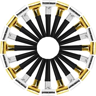 30 Pcs Gold and Silver Party Blowers Noise Makers, Glitter Whistles Noisemakers Blow Horns for New Year 2026 Eve Birthday Wedding Sporting Events Party Favor Supplies Decorations