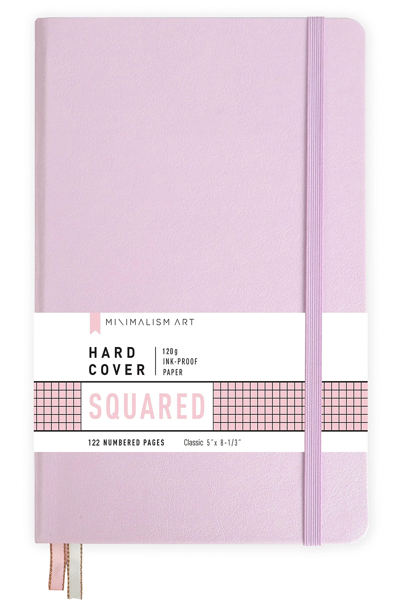 Journal de notes A5 rose avec page grille squared et carnet couverture rigide en PU - 8