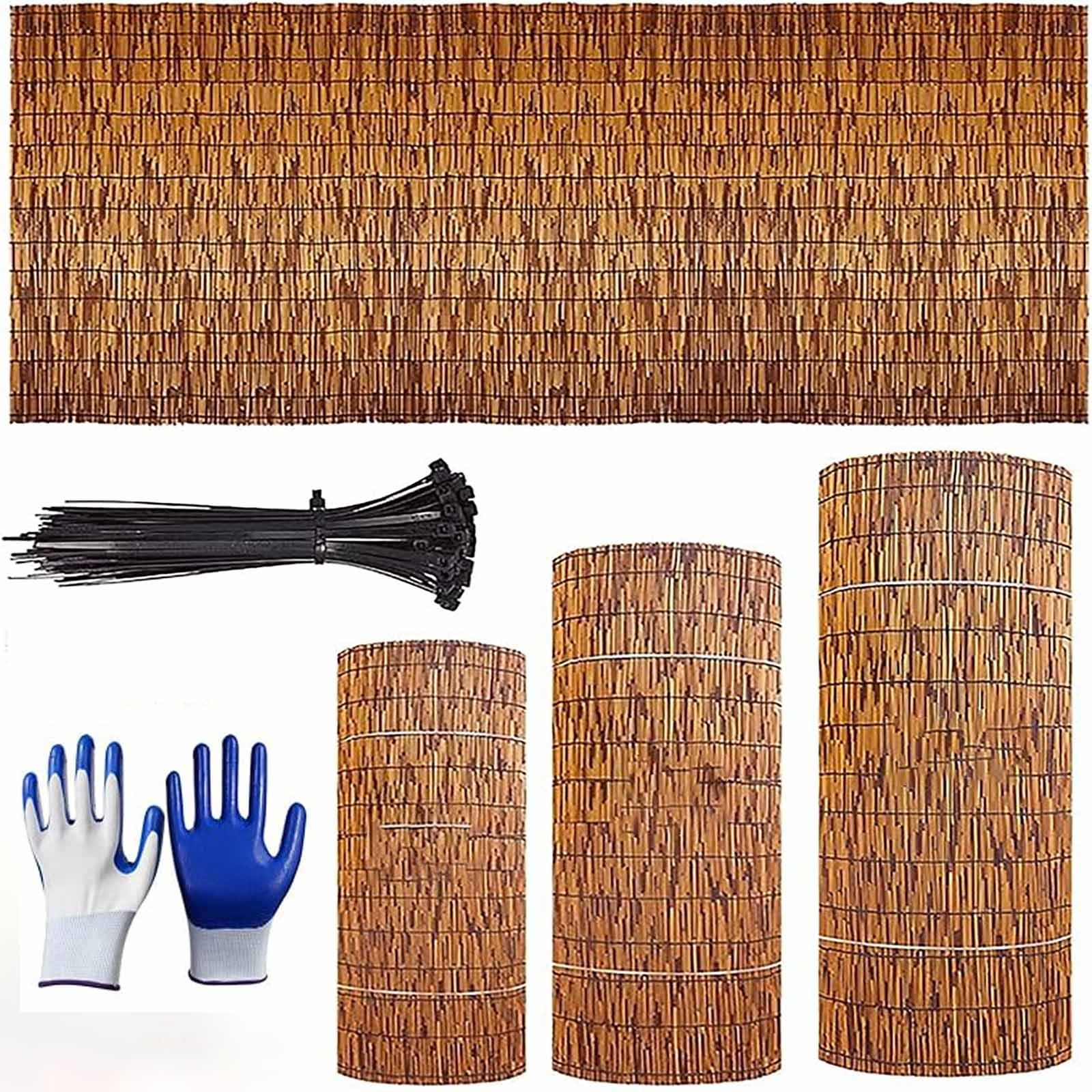 Recinzione in bambù naturale, marrone, per terrazze, giardini e balconi, pannelli decorativi per esterni, resistenti alle intemperie, per parasole e protezione dal vento (100 x 300 cm)