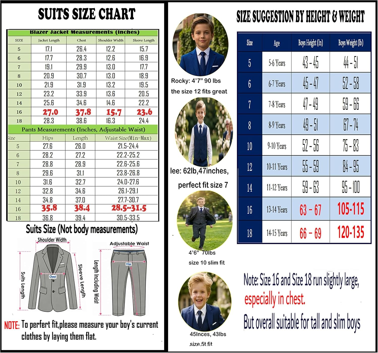 Boys Slim Fit Suit 5 Piece Kids Formal Wedding Suits for Boys Teen Dress Wear Set Adjustable Waist