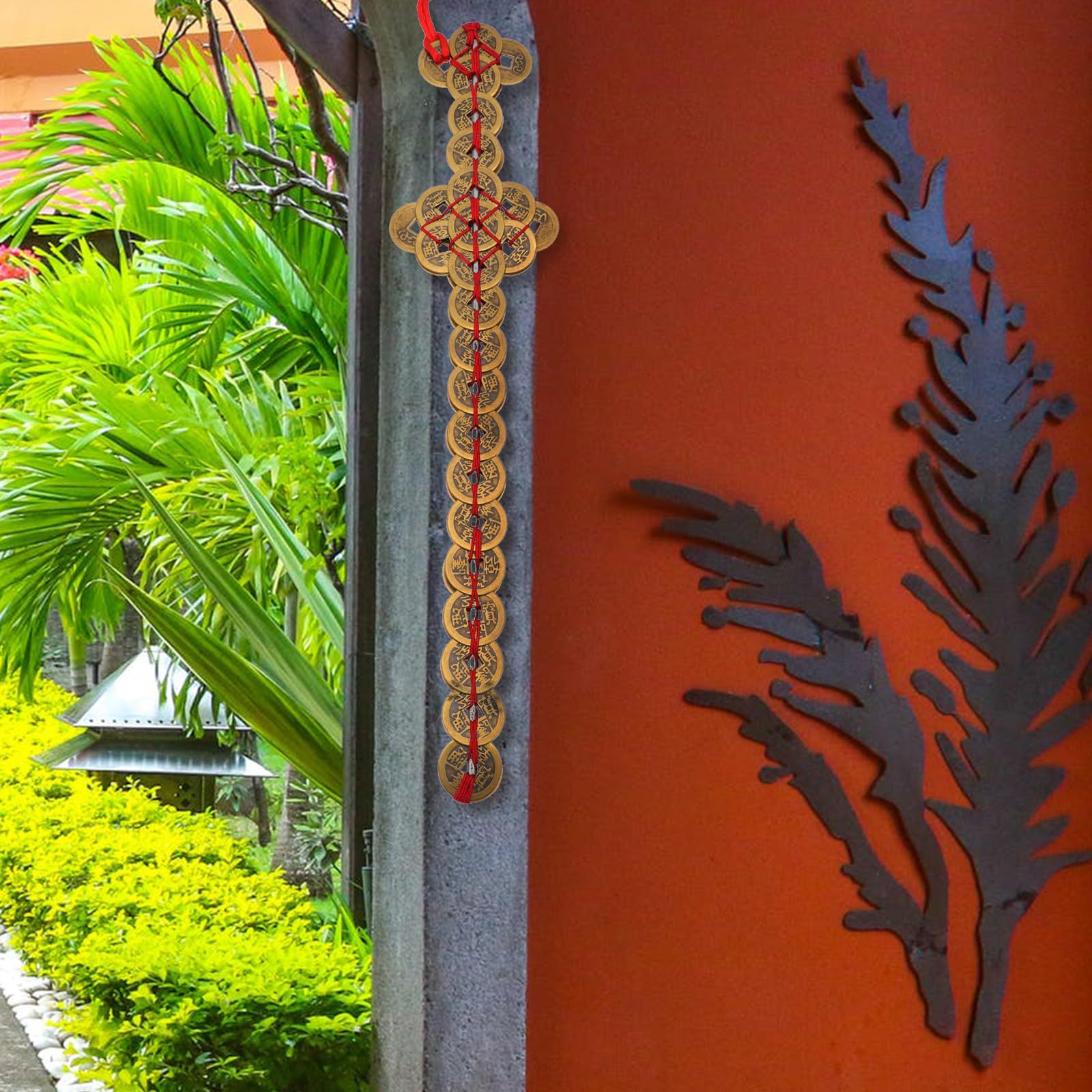 SHINEOFI Espada Decorativa de Cobre Monedas Chinas para Fengshui, Accesorio Hogar Que Atrae Buena Energía y Protege Espacios Familiares