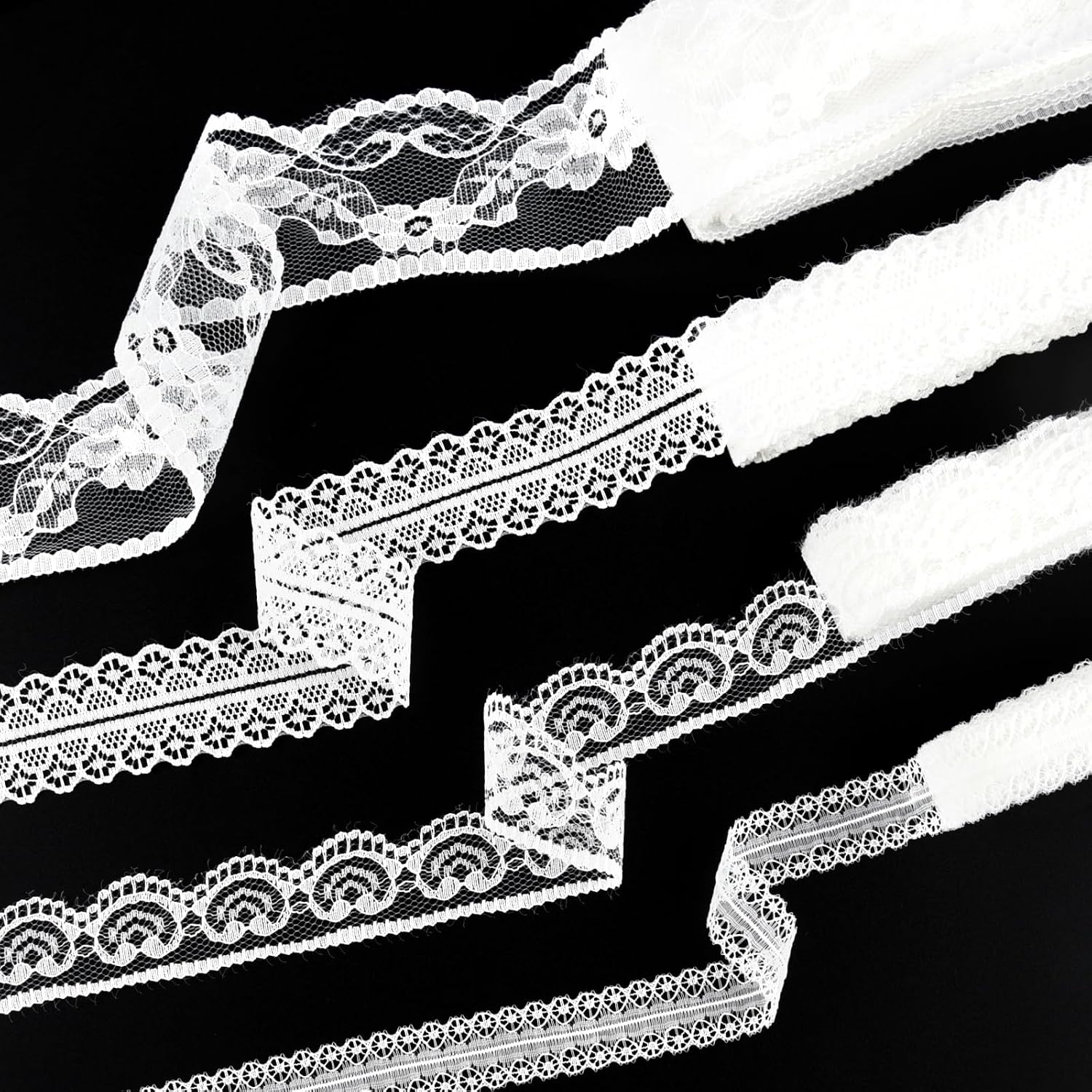 NEBURORA 30 Yards White Lace Ribbon 0.59 inches Vintage Heart Lace Trim