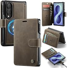 Wallet Flip Case Compatible with Samsung Galaxy Z Fold 8（7.6 Inch, Built-in Magnetic Ring PU Leather Folio Protective Cover, RFID Blocking Card Slots, Support Wireless Charging -Brown