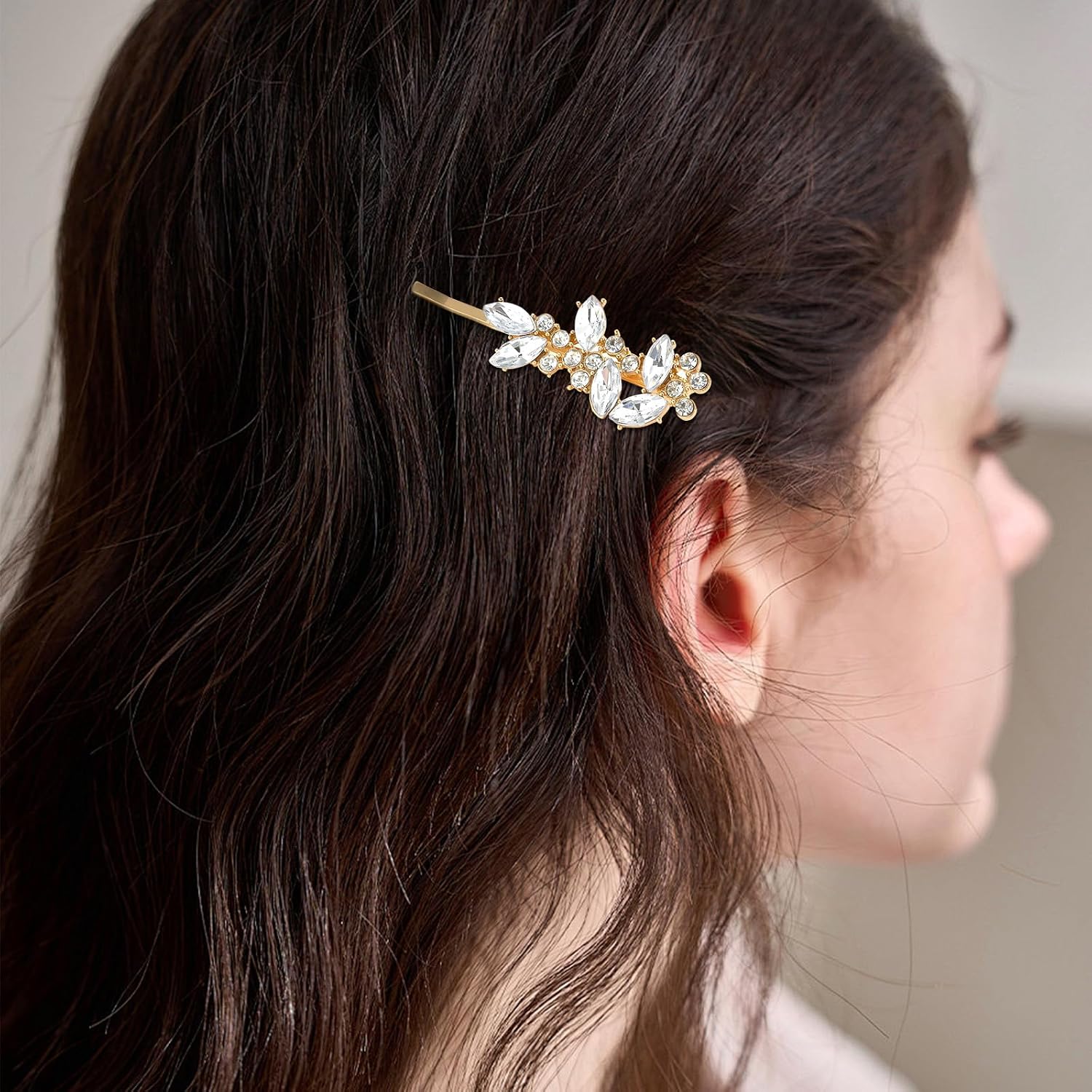4Pcs Gold Rhinestone Hair Accessories, Shiny Clips for Bride, Wedding Hair Accessories for Women, Wedding Crystal Hairpin Decorations Supplies for Ceremonies Graduation image 5