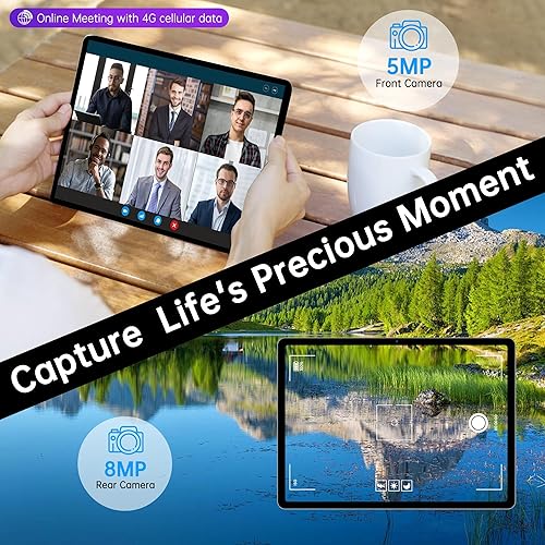 Miniatura 8 de Topsand Tablet Android 14 de 10 pulgadas con ranura para tarjeta SIM desbloqueada, 10 GB de RAM, 32 GB ROM, 1 TB expandible, cámara de 8 MP, WiFi
