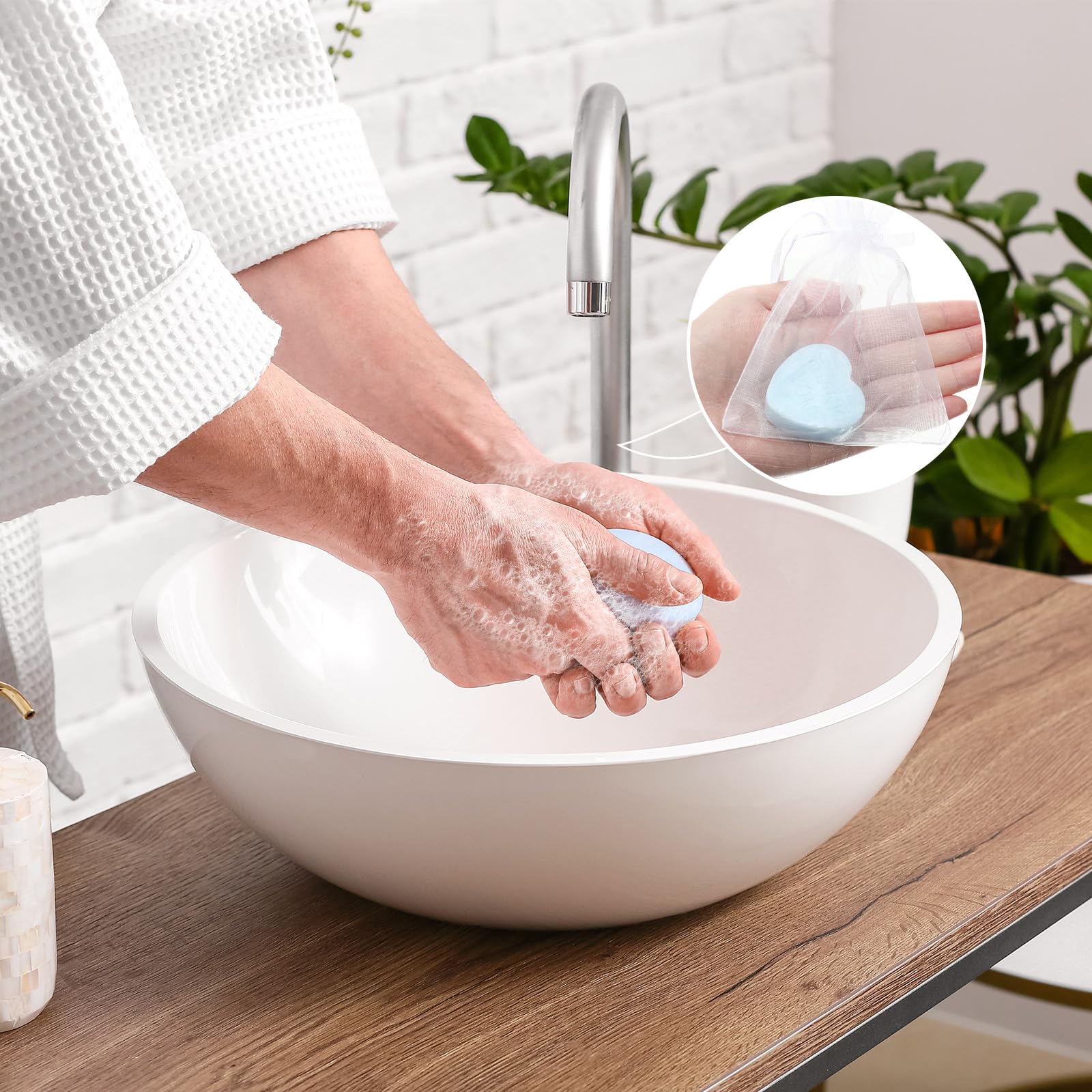 Demissle 60 Sets Scented Heart Soap Favors for Guests Baby Shower Favors Soaps Thank You Gifts Soap with Thank You Tags Drawstring Organza Bag Guests Wedding Party Bridal Shower Gift Favors (Blue)