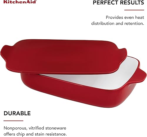 Miniatura 8 de KitchenAid Panadero rectangular con tapa, gres vitrificado, 9 pulgadas, 13 pulgadas, 2.5 pulgadas, terciopelo azul