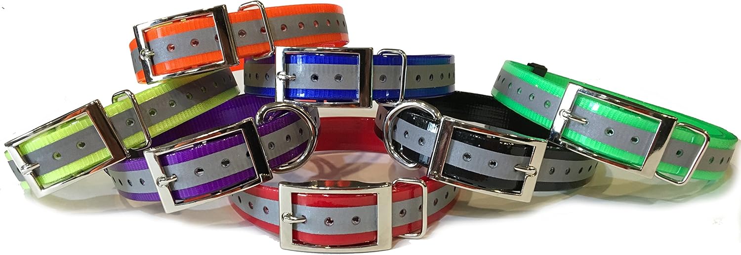 Sparky Pet Co - Reflective Red 3/4" Roller Buckle High Flex Replacement Dog Collar - Compatible with E Collar Systems