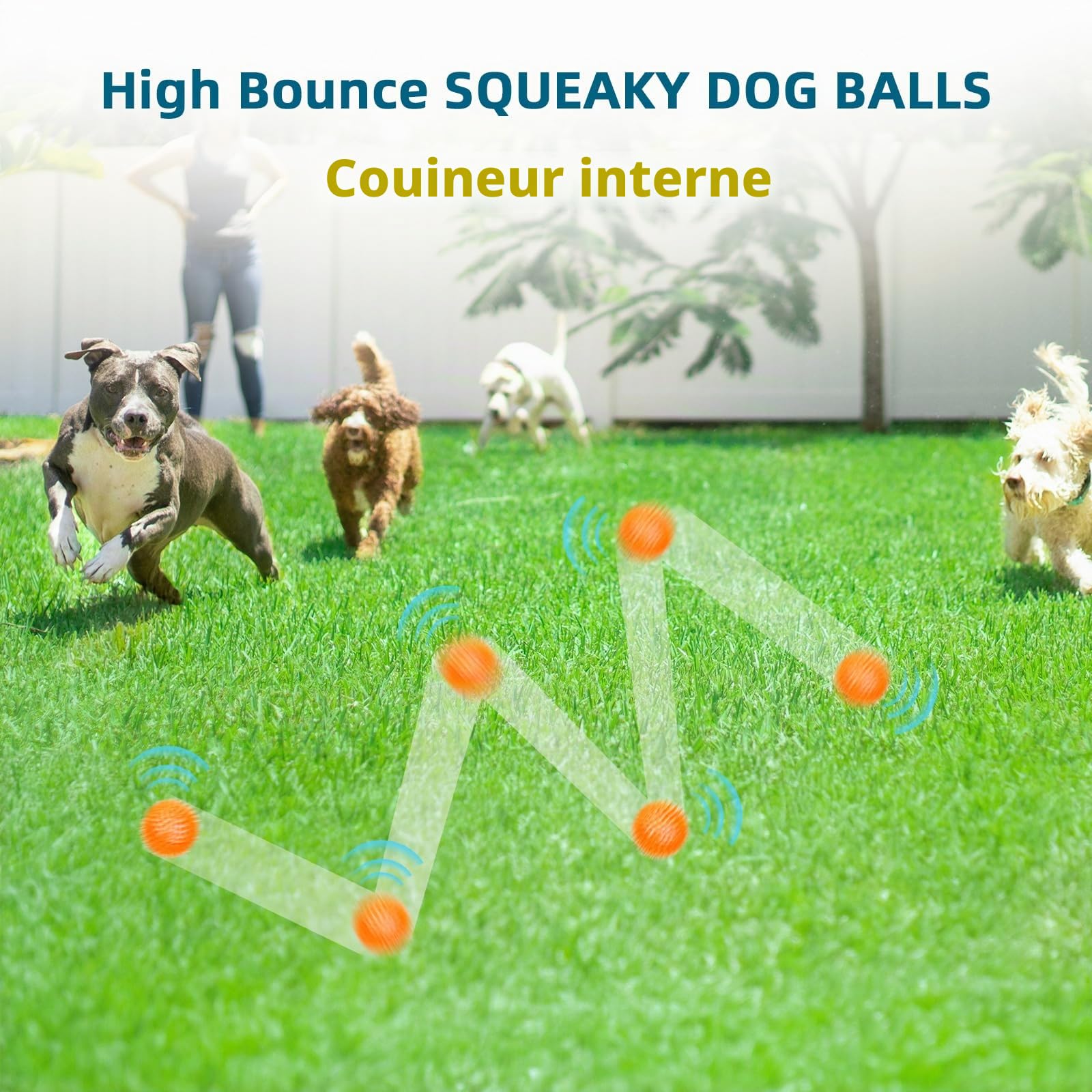 SHARLOVY Balles couineuses de 7,6 cm pour Petits Chiens, 4 Couleurs, balles à Picots pour Chiot, Jouets à mâcher durables pour la Dentition, Jouets indestructibles à rapporter et à entraîner, sans