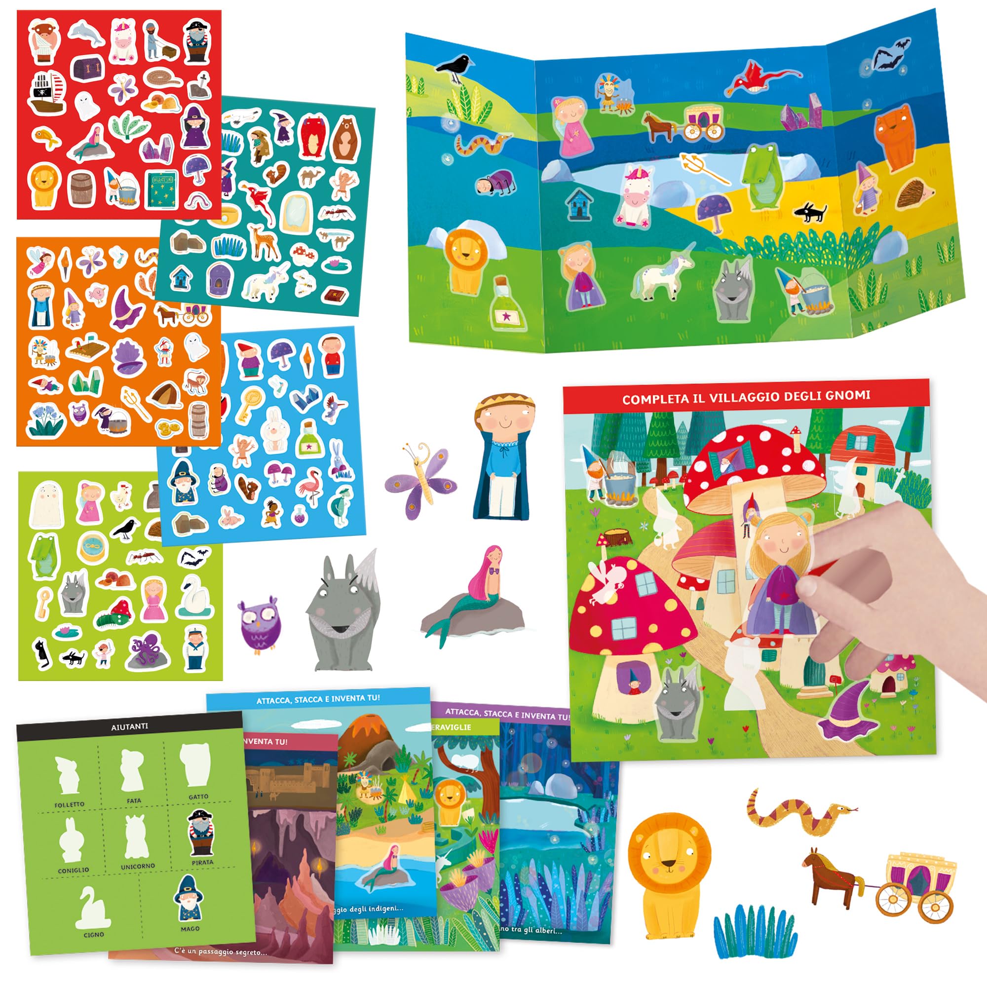 HEADU Scuola Stickers Fiabe e Favole Oltre 100 Stickers Riutilizzabili Giochi Educativi Bambini 3-6 Anni