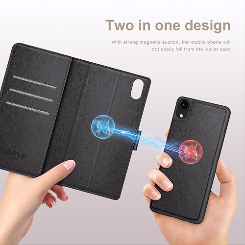Miniatura 2 de Funda tipo cartera desmontable 2 en 1 para iPhone XR con tarjetero de crédito con bloqueo RFID, funda protectora de piel sintética con tapa para