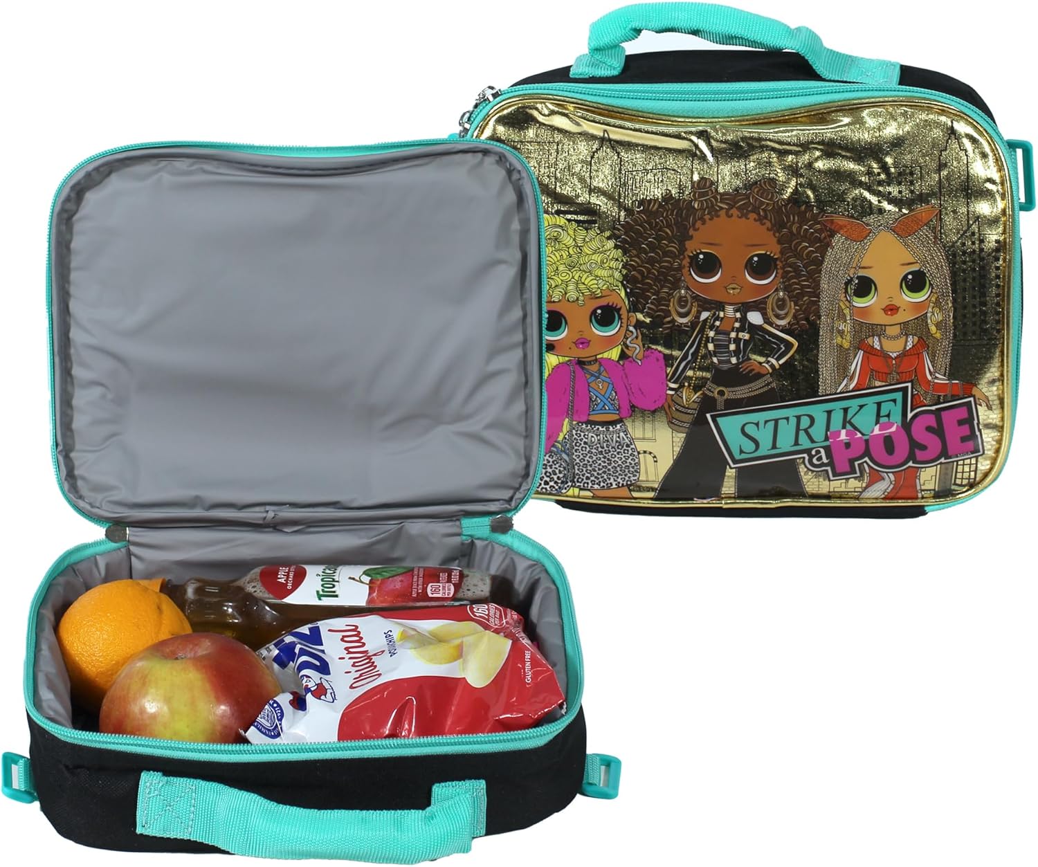 L.O.L. Surprise 5 Piece Backpack Set for Girls, O.M.G. Brush Glitter Sequin 16" School Bag, Black and Gold - Image 3