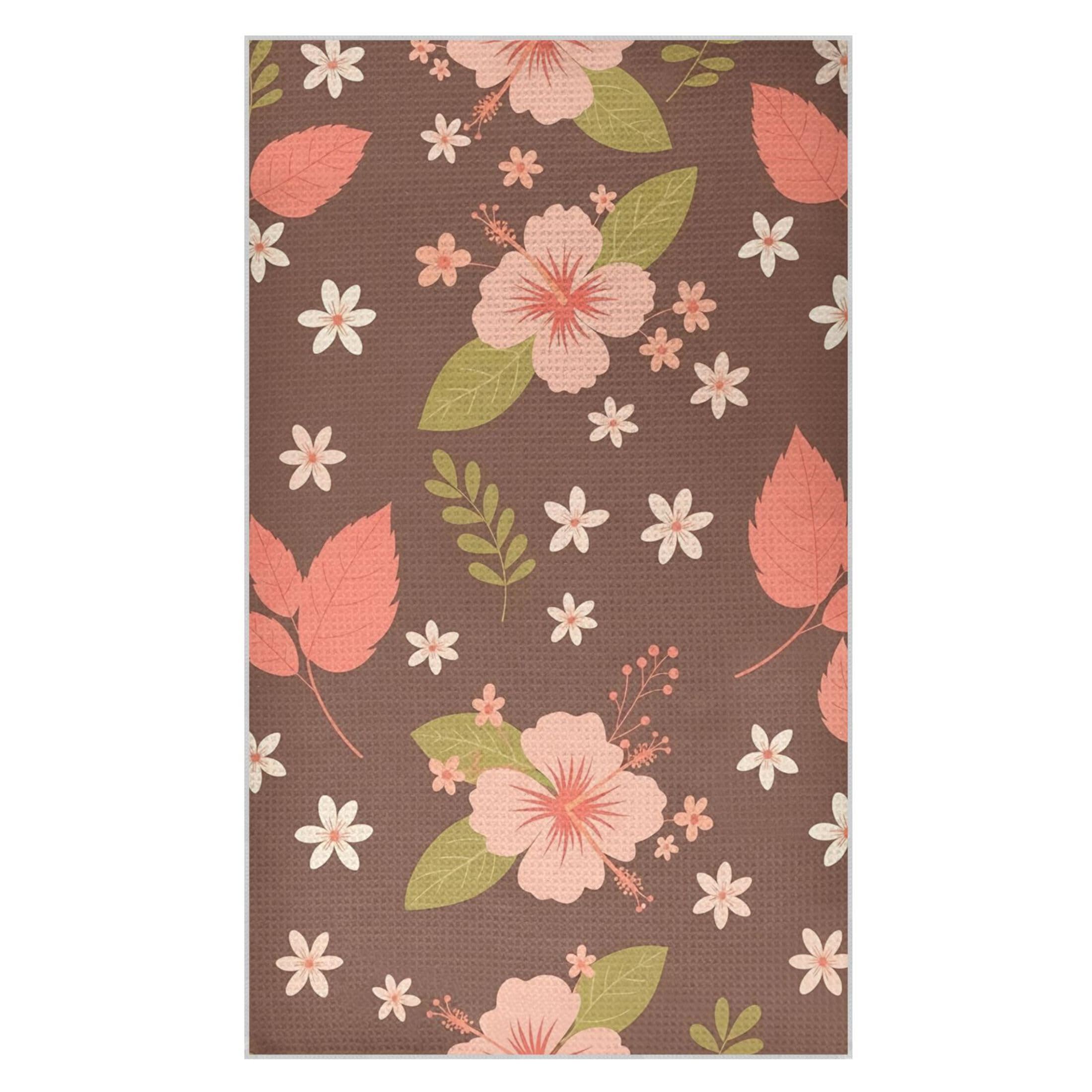 Fuauuyl Hibiscus Kitchen Towel Waffle Weave Dish Towels Soft Absorbent Hand Towel Microfiber Lint Free Dish Cloths for Kitchen, 18x30 in