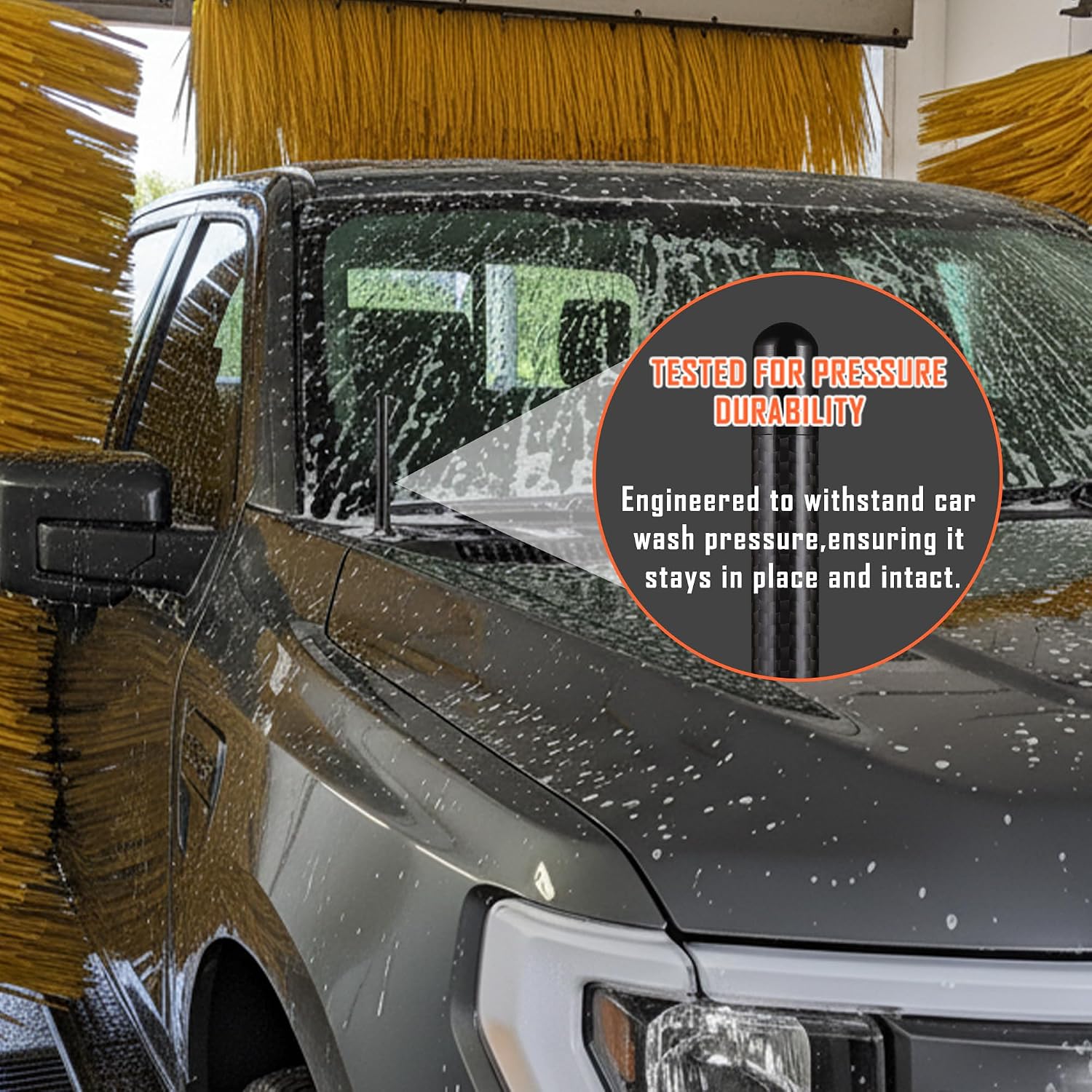 4.7" Carbon Fiber Antenna Topper Aerial Stubby Replacement for Chevy Silverado GMC Sierra 1500 2500 3500 Mast Vehicle AM/FM Radio Reception Aluminum Black Car Wash Safe image 5