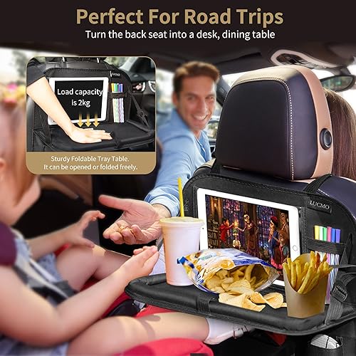 Miniatura 6 de LUCMO Organizador de asiento trasero de automóvil con soporte para tableta de pantalla táctil, organizador de almacenamiento de 9 bolsillos de