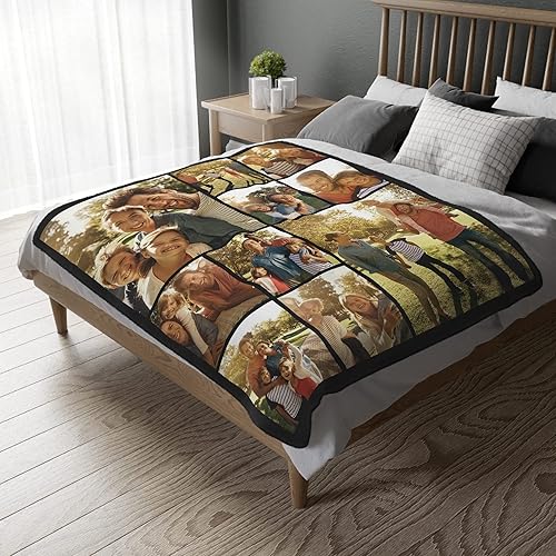 Miniatura 2 de Manta personalizada con collage de texto fotográfico, manta personalizada con imágenes, regalos conmemorativos personalizados para mamá, papá,