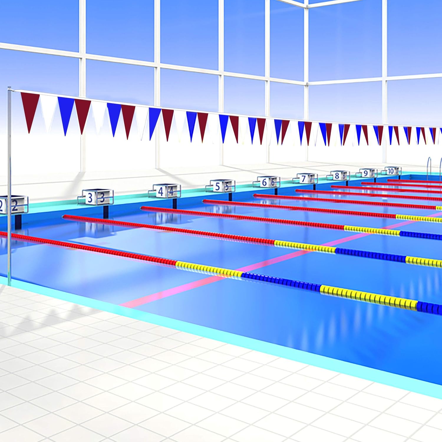 Water Gear Backstroke Flags - Meets All Regulations - Heavy-Duty Vinyl - Great for Swimmers and Divers - Competitive Swim Gear - Red/White/Blue…