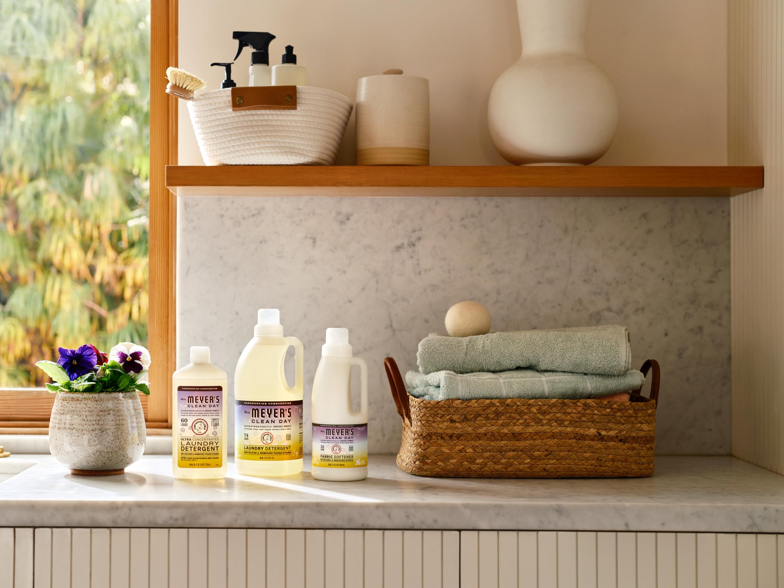 MRS. MEYER'S CLEAN DAY Liquid Laundry Detergent, Infused with Essential Oils, Compassion Flower, 64 oz - Pack of 2 (128 Loads)