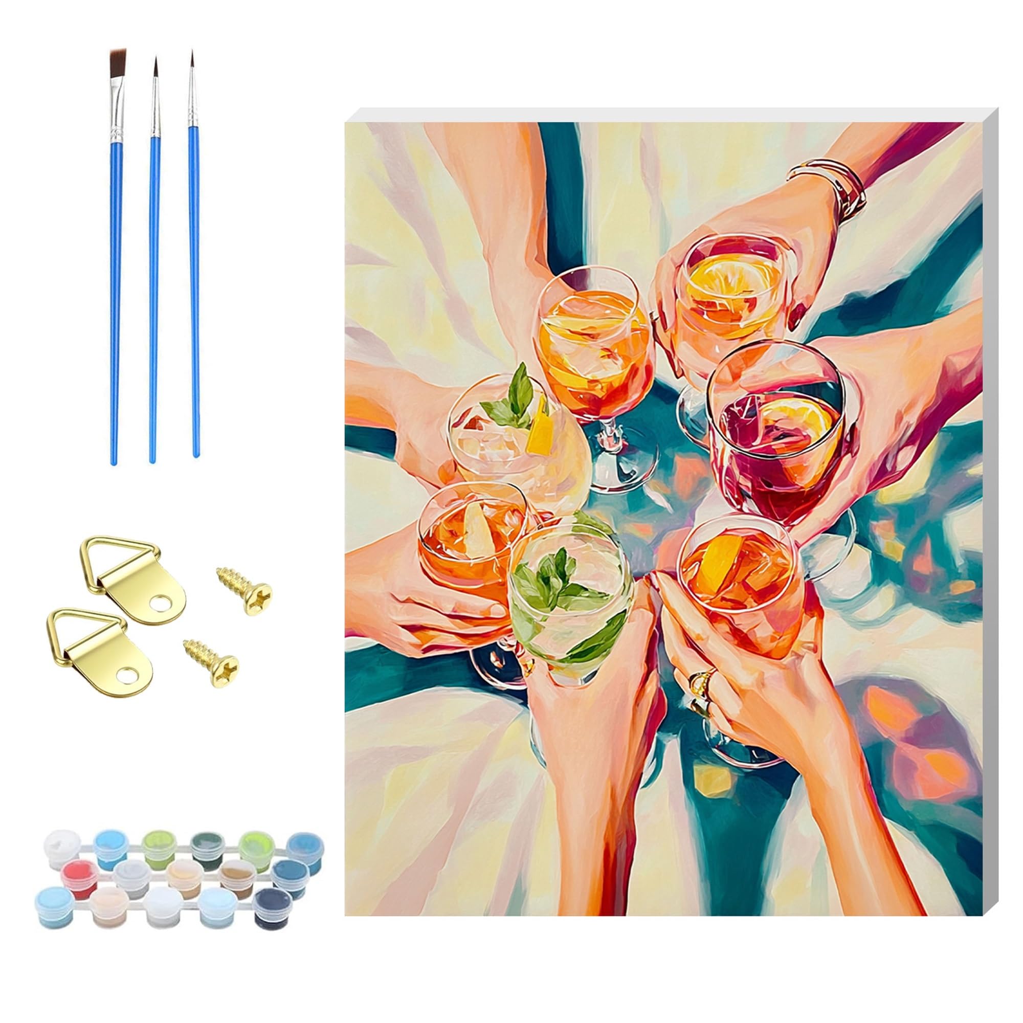 Nznanchu Cocktail Toast Diy Wooden Framed Paint By Numbers Kits For Adults,Painting Kit On Canvas, Color By Numbers Acrylic,Mini Adult Paint By Number For Home Wall Decor,Gifts (Cocktail Toast)