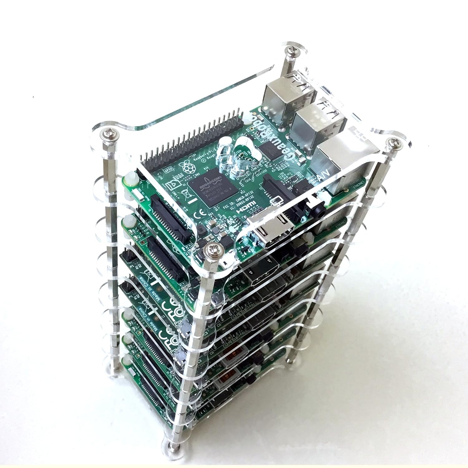 GeauxRobot Raspberry Pi 3 Model B 7-layer Dog Bone Stack Clear Case Box ...