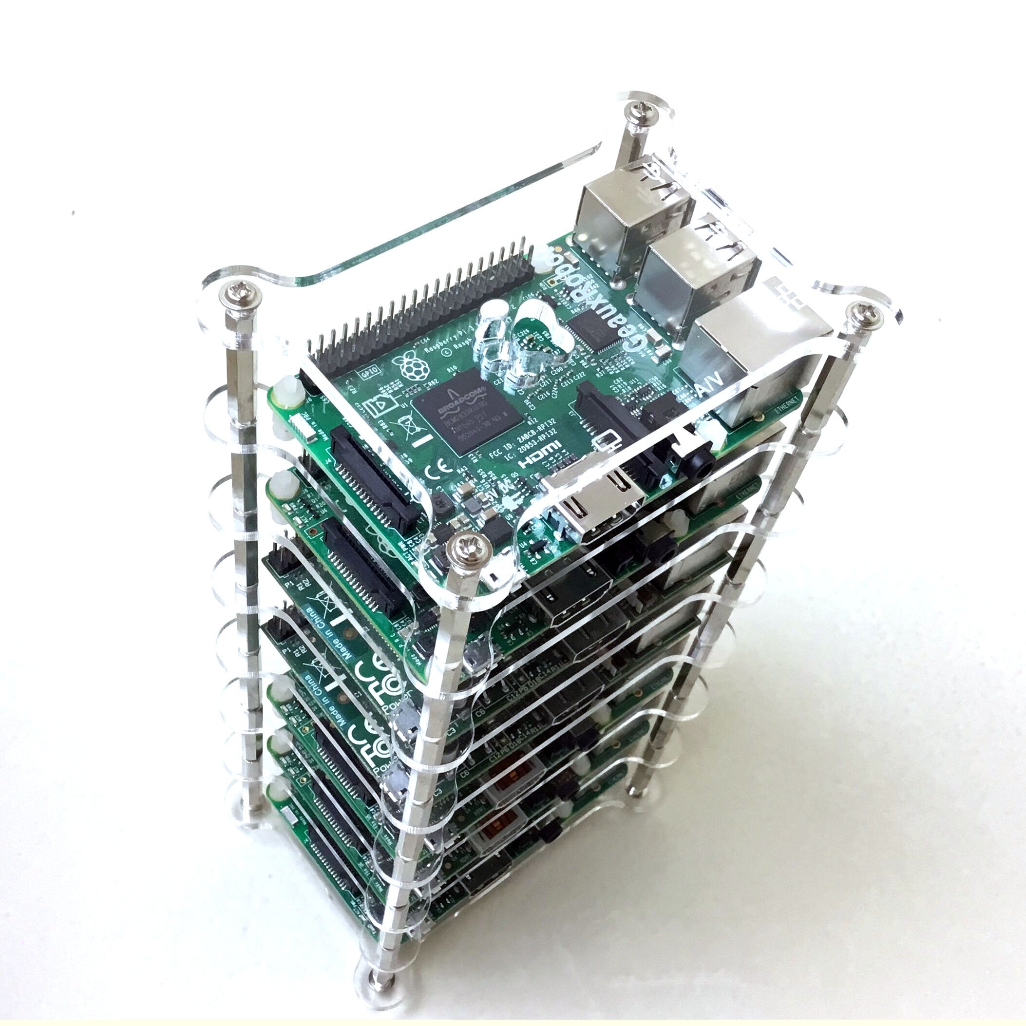 Raspberry Pi 4 Model B 7-Layer Dog Bone Stack Clear Case Box Enclosure Also for Pi 3B+ 3B 2B B+ A+ B A …