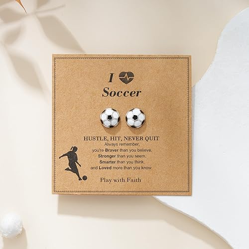 Miniatura 6 de C-leen Aretes de béisbol, fútbol, voleibol, baloncesto, regalos para mujeres y niñas, hipoalergénicos chapados en plata, aretes de béisbol, fútbol,
