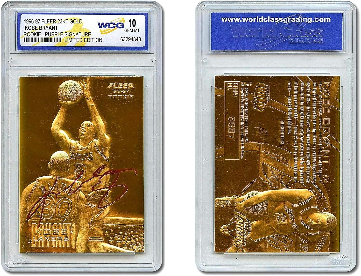BasketballSkybox Kobe Bryant 1996 23K Black Gold Rookie Card