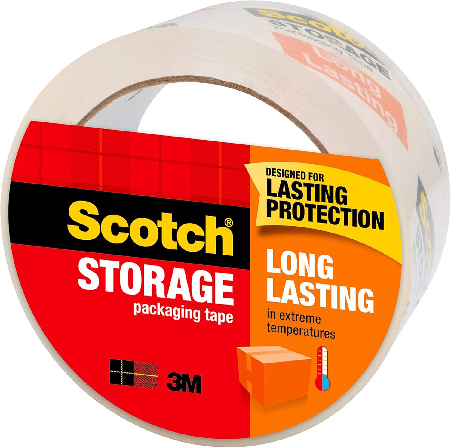 Scotch Long Lasting Storage Packaging Tape, 1.88" x 54.6 yd, Designed for Storage and Packing, Stays Sealed in Weather Extremes, 3" Core, Clear, 1 Roll (3650) : Masking Tape : Office Products