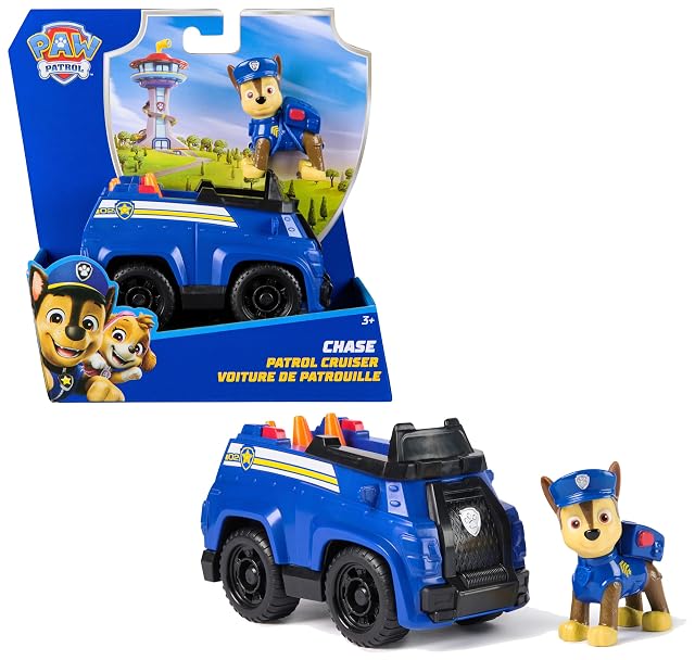 Paw Patrol Patrulla Canina - Coche Policía Y Figura Chase - Coche de 15 cm con 1 Figura Patrulla Canina Juguetes - Juguetes Niños 3 Años + - Regalo Niño 3 Años