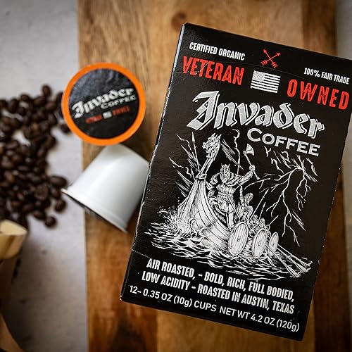 Miniatura 9 de Invader Cápsulas K-Cup de chocolate mexicano café tostado al aire comercio justo propiedad y operación de veteranos lotes pequeños café 100 arábica