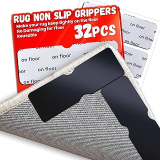 Reusable Rug Tape Grippers for Hardwood Floors No Damage,Non Slip Pads 32Pc